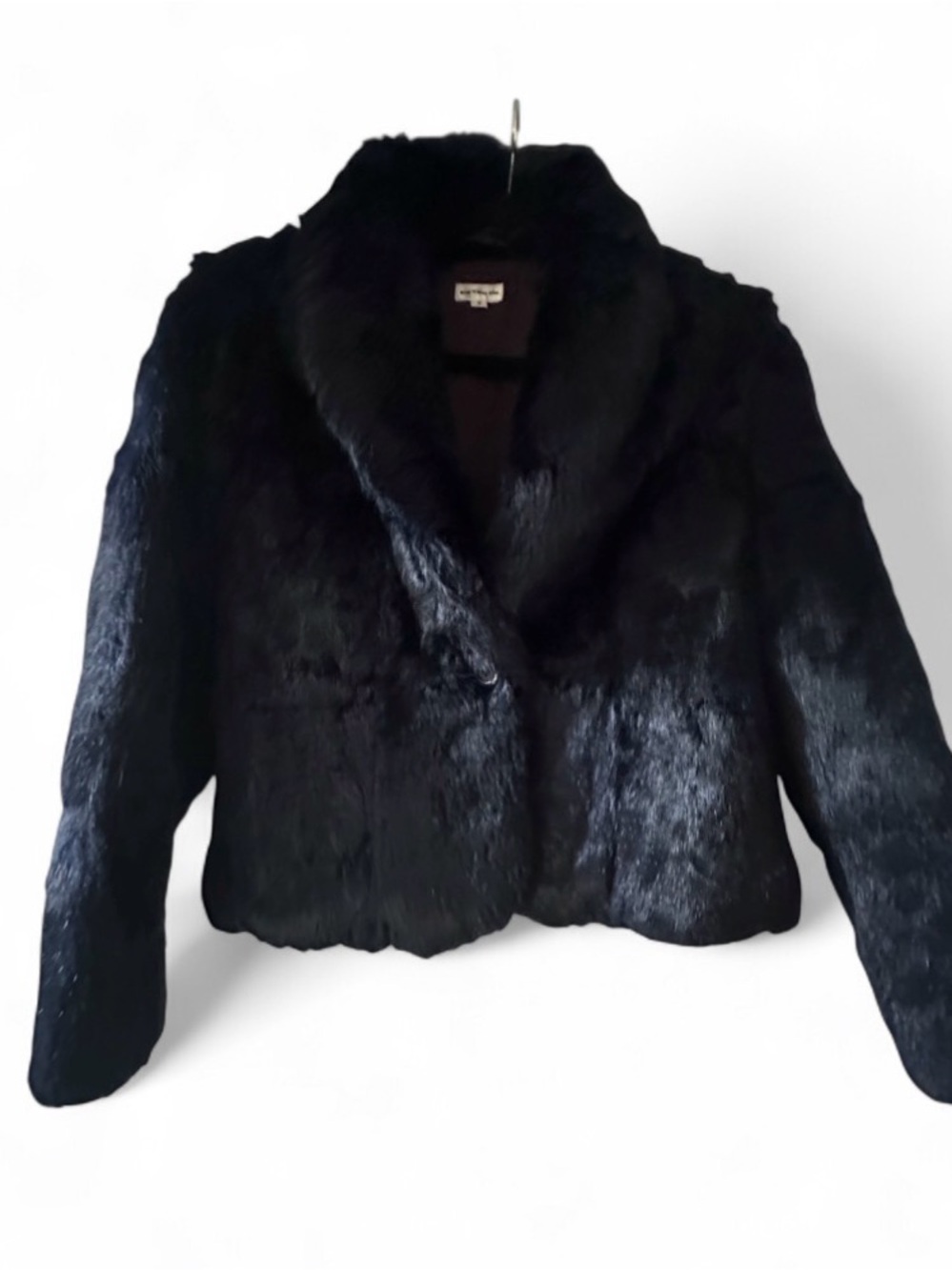 Classic Blue Rabbit Fur Women's cropped Jacket S